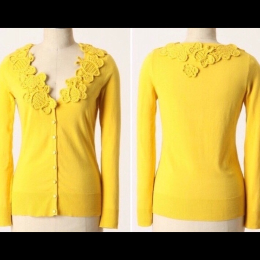 Moth Anthropologie Golden Cardigan with Bees